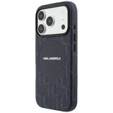 Husa pentru iPhone 17 Pro Max, Karl Lagerfeld Leather KL Monogram Logo MagSafe (KLHMP17X5PGKLMCB), albastru