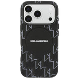 Husa pentru iPhone 17 Pro, Karl Lagerfeld Leather KL Monogram Logo MagSafe (KLHMP17L5PGKLMCK), negru