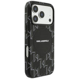 Husa pentru iPhone 17 Pro, Karl Lagerfeld Leather KL Monogram Logo MagSafe (KLHMP17L5PGKLMCK), negru