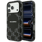 Husa pentru iPhone 17 Pro, Karl Lagerfeld Leather KL Monogram Logo MagSafe (KLHMP17L5PGKLMCK), negru
