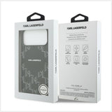 Husa pentru iPhone 17 Pro, Karl Lagerfeld Leather KL Monogram Logo MagSafe (KLHMP17L5PGKLMCK), negru