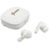 Casti wireless Guess Script Metal Logo (GUTWSX45PGSH), Bluetooth V5.4, TWS, cu Microfon, Type-C, 400mAh, alb