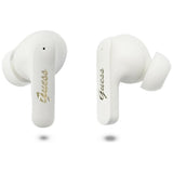 Casti wireless Guess Script Metal Logo (GUTWSX45PGSH), Bluetooth V5.4, TWS, cu Microfon, Type-C, 400mAh, alb