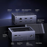 Hub USB UGREEN 10in1 Docking station CM923 (55735), 3x Type-C, 3x USB, SD/TF, RJ45, M.2 NVMe, HDMI, PD100W, 4K@60Hz, 10Gbps, gri