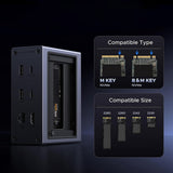 Hub USB UGREEN 10in1 Docking station CM923 (55735), 3x Type-C, 3x USB, SD/TF, RJ45, M.2 NVMe, HDMI, PD100W, 4K@60Hz, 10Gbps, gri