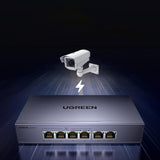 Adaptor UGREEN POE Switch CM741 (35371EU), 6 Gigabit LAN, 4x POE, 2x Ethernet, 60W, 1000Mbps, Plug & Play