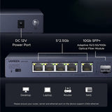 Adaptor UGREEN Ethernet Switch (35048EU), 5x 2.5Gbps RJ45, 1x 10Gbps Spf+, Plug & Play, Vlan, LED Indicator, Gri