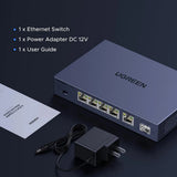 Adaptor UGREEN Ethernet Switch (35048EU), 5x 2.5Gbps RJ45, 1x 10Gbps Spf+, Plug & Play, Vlan, LED Indicator, Gri