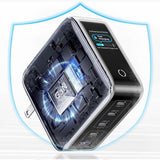 Statie de incarcare UGREEN X773 (65620B), GaN, Incarcare rapida, USB, 4x Type-C, cu Smart Afisaj digital, 100W, gri