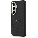 Husa pentru Samsung Galaxy S26 Plus, Guess Saffiano Peony Embossed Ring MagSafe (GUHMS26MPSAMSECK), negru