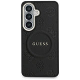 Husa pentru Samsung Galaxy S26 Plus, Guess Saffiano Peony Embossed Ring MagSafe (GUHMS26MPSAMSECK), negru
