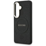 Husa pentru Samsung Galaxy S26 Plus, Guess Saffiano Peony Embossed Ring MagSafe (GUHMS26MPSAMSECK), negru