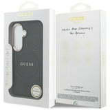 Husa pentru Samsung Galaxy S26 Plus, Guess Saffiano Peony Embossed Ring MagSafe (GUHMS26MPSAMSECK), negru