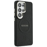 Husa pentru Samsung Galaxy S26 Ultra, Guess Saffiano Peony Embossed Ring MagSafe (GUHMS26LPSAMSECK), negru