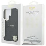 Husa pentru Samsung Galaxy S26 Ultra, Guess Saffiano Peony Embossed Ring MagSafe (GUHMS26LPSAMSECK), negru