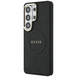 Husa pentru Samsung Galaxy S26 Ultra, Guess Saffiano Peony Embossed Ring MagSafe (GUHMS26LPSAMSECK), negru