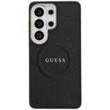 Husa pentru Samsung Galaxy S26 Ultra, Guess Saffiano Peony Embossed Ring MagSafe (GUHMS26LPSAMSECK), negru