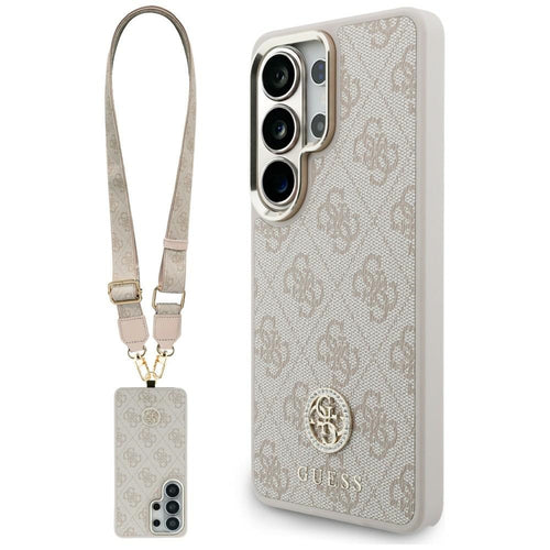Husa pentru Samsung Galaxy S26 Ultra, Guess 4G Big Rhinestone Triangle Strap MagSafe (GUHMS26LP4G4DCSP), roz
