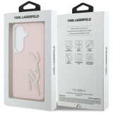 Husa pentru Samsung Galaxy S26, Karl Lagerfeld Full Wrapped Grained Piele cu Signature Resin Logo (KLHCS26SPGFKSRSP), roz