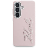 Husa pentru Samsung Galaxy S26, Karl Lagerfeld Full Wrapped Grained Piele cu Signature Resin Logo (KLHCS26SPGFKSRSP), roz