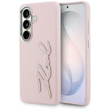 Husa pentru Samsung Galaxy S26, Karl Lagerfeld Full Wrapped Grained Piele cu Signature Resin Logo (KLHCS26SPGFKSRSP), roz