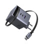 Incarcator retea UGREEN X616 (65828), cu Type-C Retractabil Cable, USB, 2x Type-C, GaN Incarcare rapidar, 100W, gri