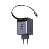 Incarcator retea UGREEN X616 (65828), cu Type-C Retractabil Cable, USB, 2x Type-C, GaN Incarcare rapidar, 100W, gri