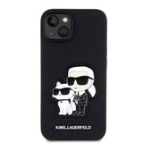 Husa Karl Lagerfeld compatibila cu iPhone 14 Pro, TPU, piele ecologica Saffiano, Negru