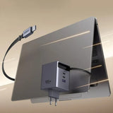 Incarcator retea UGREEN X616 (65828), cu Type-C Retractabil Cable, USB, 2x Type-C, GaN Incarcare rapidar, 100W, gri