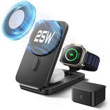 Incarcator wireless ESR CryoBoost 3in1 (2C590), pentru Apple Devices, cu 65W Adapter, Pliabil, Incarcare rapida, Qi2, 25W, negru