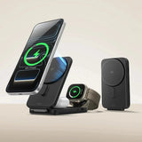 Incarcator wireless ESR CryoBoost 3in1 (2C590), pentru Apple Devices, cu 65W Adapter, Pliabil, Incarcare rapida, Qi2, 25W, negru