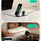 Incarcator wireless ESR CryoBoost 3in1 (2C590), pentru Apple Devices, cu 65W Adapter, Pliabil, Incarcare rapida, Qi2, 25W, negru