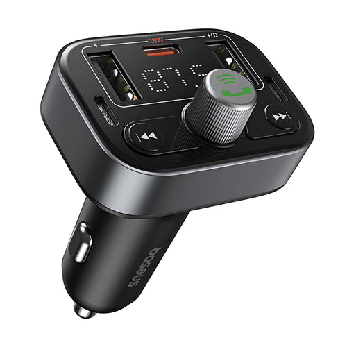 Modulator FM Baseus si Incarcator auto S-09 Pro (C10762200113-00), 2x USB, Type-C, Bluetooth 5.3, Afisaj digital, negru