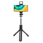 Selfie stick Techsuit Mini (S03-S), Stable & Compact Tripod Mount, Bluetooth Telecomanda, LED Light, 67cm, negru