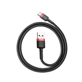 Cablu Baseus de date Cafule (Catklf-A91), USB to Type-C, 3A, 0.5m, negru;rosu