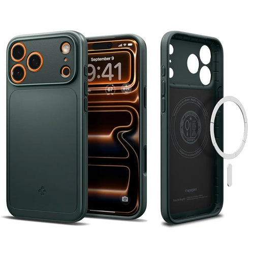 Husa pentru iPhone 17 Pro Max, Spigen Thin Fit MagSafe (ACS10275), verde inchis