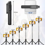Selfie stick Techsuit (K07), Compact Tripod Mount cu Bluetooth Telecomanda, Pliabil, 70cm, alb