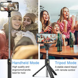 Selfie stick Techsuit (K07), Compact Tripod Mount cu Bluetooth Telecomanda, Pliabil, 70cm, alb