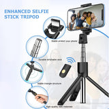 Selfie stick Techsuit (K07), Compact Tripod Mount cu Bluetooth Telecomanda, Pliabil, 70cm, alb