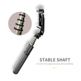 Selfie stick Techsuit (L03), Stable Tripod cu Bluetooth Telecomanda, Aluminium Alloy, 83cm, negru