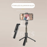 Selfie stick Techsuit (L03), Stable Tripod cu Bluetooth Telecomanda, Aluminium Alloy, 83cm, negru