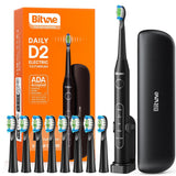 Periuta de dinti electrica Bitvae dinti electrica Daily (D2), Ultrasonic, 8 Heads, Case, Timer, 5 Modes, W-shape Bristles, Reincarcabil, alb