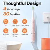 Periuta de dinti electrica Bitvae dinti electrica Daily (D2), Ultrasonic, 8 Heads, Case, Timer, 5 Modes, W-shape Bristles, Reincarcabil, alb