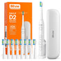 Periuta de dinti electrica Bitvae dinti electrica Daily (D2), Ultrasonic, 8 Heads, Case, Timer, 5 Modes, W-shape Bristles, Reincarcabil, alb