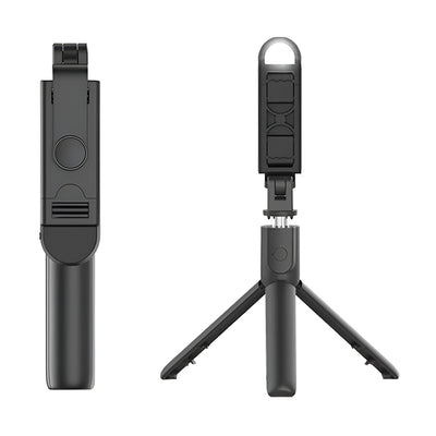 Selfie stick Techsuit Mini (S05-S), Compact Tripod Mount cu Bluetooth Telecomanda, LED Light, Pliabil, 105cm, negru