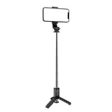 Selfie stick Techsuit Mini (Q11), Stable Tripod cu Bluetooth Telecomanda, 360 Rotation, Stainless Steel, 74cm, negru