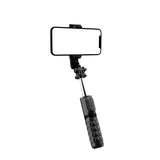 Selfie stick Techsuit Mini (Q11), Stable Tripod cu Bluetooth Telecomanda, 360 Rotation, Stainless Steel, 74cm, negru