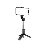 Selfie stick Techsuit Mini (Q11), Stable Tripod cu Bluetooth Telecomanda, 360 Rotation, Stainless Steel, 74cm, negru