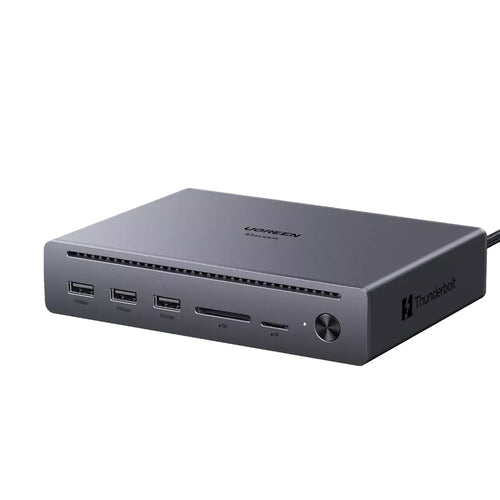 Hub USB UGREEN Docking station U712 10in1 (75795F), Incarcare rapida, 2x Thunderbolt 5, 3x USB, RJ45, DP, SD/TF, 8K@60Hz, 120Gbps, gri