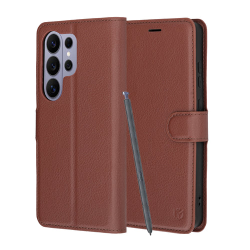 Husa pentru Samsung Galaxy S26 Ultra, Techsuit Leather Folio, maro